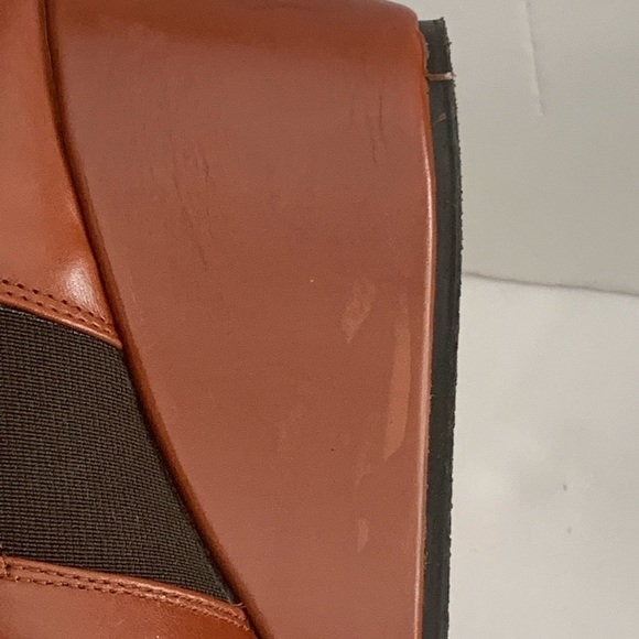 NEW ANYI LU Peep Toe Buckle Wedges Booties Ankle Boots Leather Brown Cognac - Picture 14 of 14